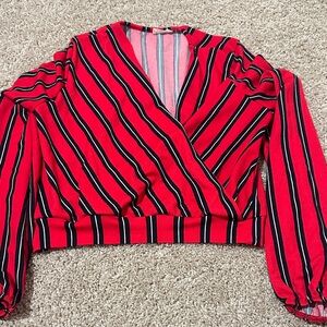 Striped Red and Black Women's Top